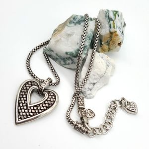Brighton Retired & Rare BELLISMO Basket Weave Heart Pendant Necklace!